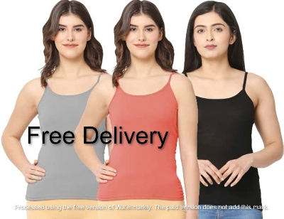 Picture of 3 Pieces Multicolor Combo Ladies Comfortable Cotton Tank Tops