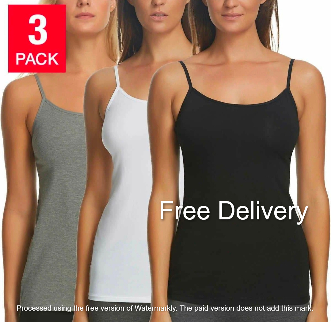 Picture of 3 Pieces Multicolor Combo  Comfortable Ladies Cotton Tank Tops bra