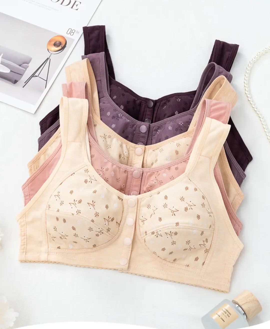 Picture of Imported Printed Front Button Soft Cotton sports Bra For New Born Baby Feeding(One Piece)