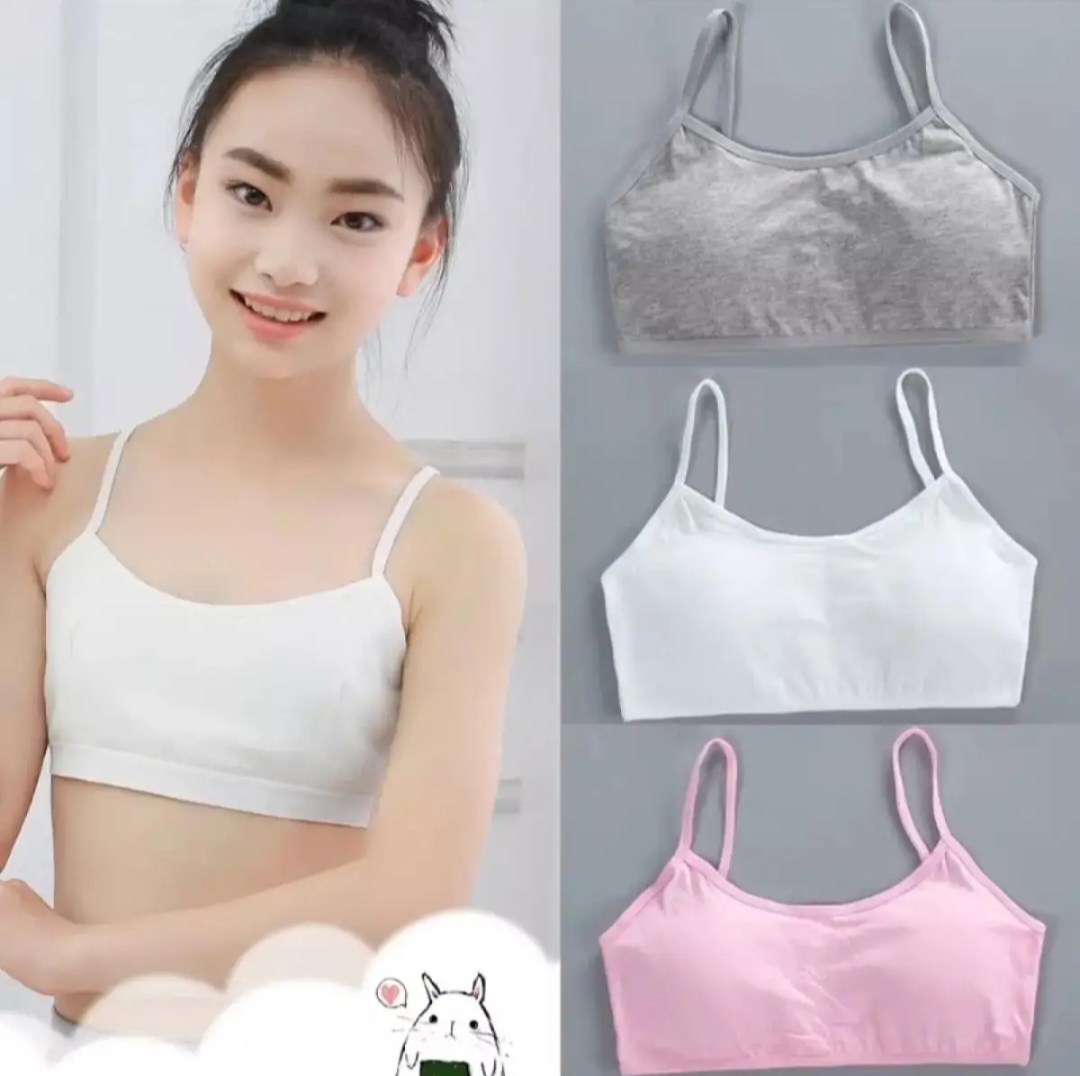 Picture of 1 piece Padded Bra for Teen Girls Kids Training Bras Topics for Teens Underwear Lingerie Thin Strap Topic Sleeveless Vest Cotton