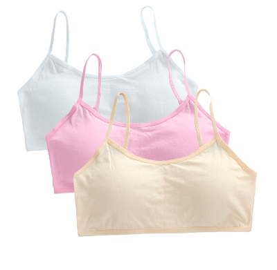 Picture of 3 pcs Teenage Girls Small Bras Young Children Underwears Student Girls Wireless Solid Underclothes Kids Sports Training Bra Vest
