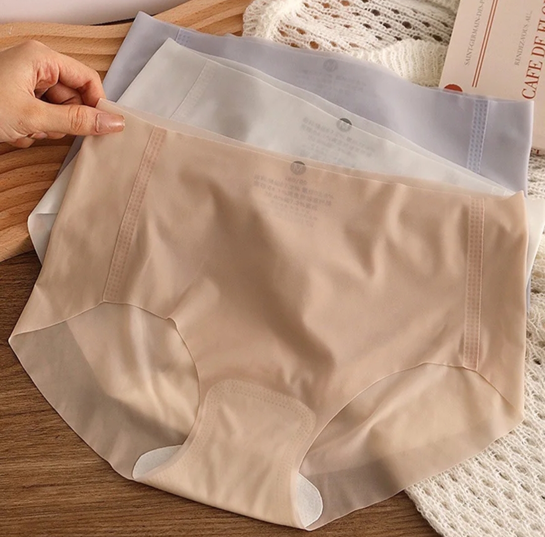 Picture of One Piece Imported Breathable Briefs Solid color mid waist Ice silk transparent stylish panty comfortable long time useable panty invisible antibacterial underwear for women