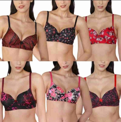 Picture of 3 Piece Printed Adjustable strap bra Foam bra padded bra comfortable bra stylish bra for Women(any 3 color)