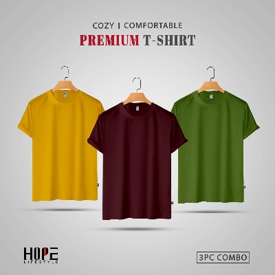 Picture of Hope Lifestyle Men's Premium Blank T-Shirt Combo- Yellow, Maroon, Olive