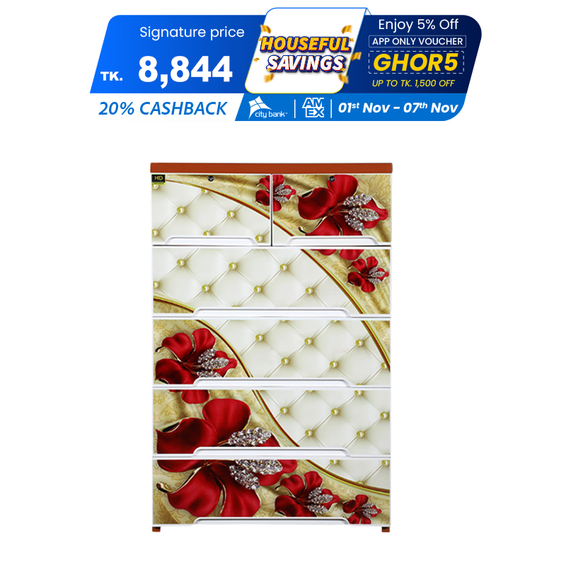 Picture of Wardrobe HD Print Double 5D Golden Rose TEL 