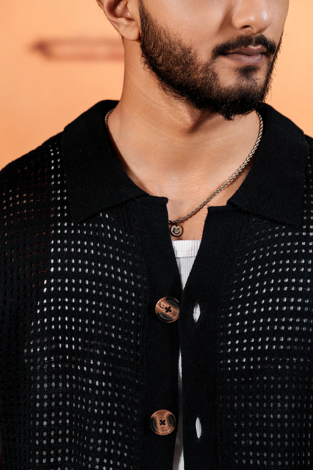 Picture of Bosphorus Amalfi Navy Resort Knit Shirt- Black