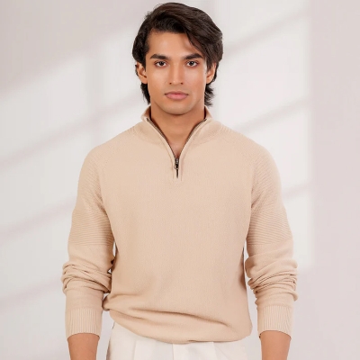 Picture of Bosphorus Quarter-Zip Sweater Beige For Men