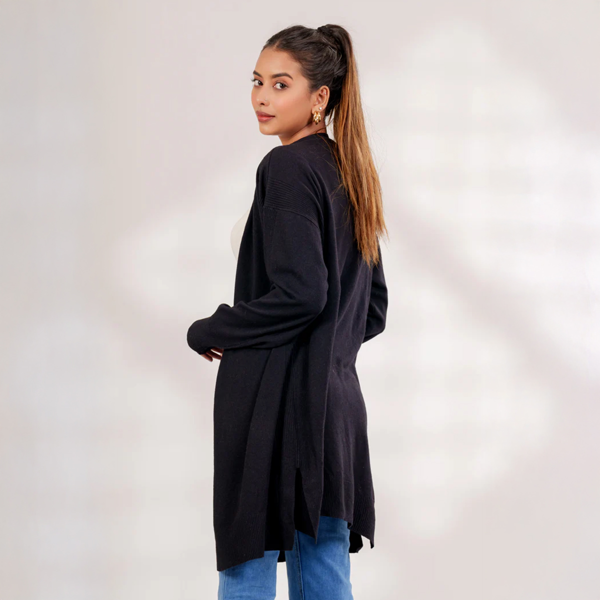 Picture of Bosphorus Black Longline Cardigan for women