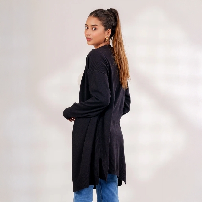 Picture of Bosphorus Black Longline Cardigan for women