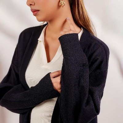 Picture of Bosphorus Black Longline Cardigan for women