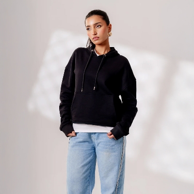 Picture of Bosphorus Guilty Pleasure' Oversized Hoodie in Jet Black