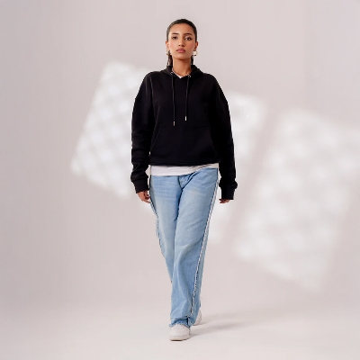 Picture of Bosphorus Guilty Pleasure' Oversized Hoodie in Jet Black