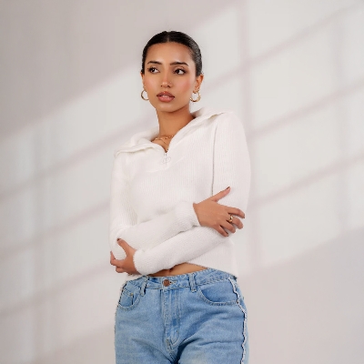 Picture of Bosphorus Frost Zip Collar Jumper For Women