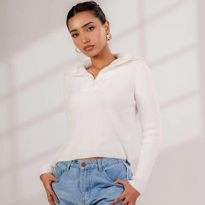 Picture of Bosphorus Frost Zip Collar Jumper For Women