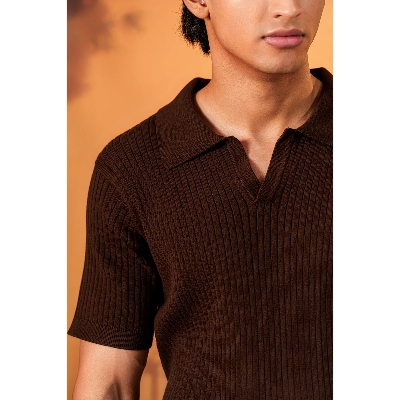 Picture of Bosphorus Napoli Brown Knit Polo For Men