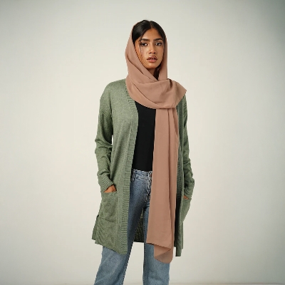 Picture of Bosphorus Seaweed Long Cardigan For Women