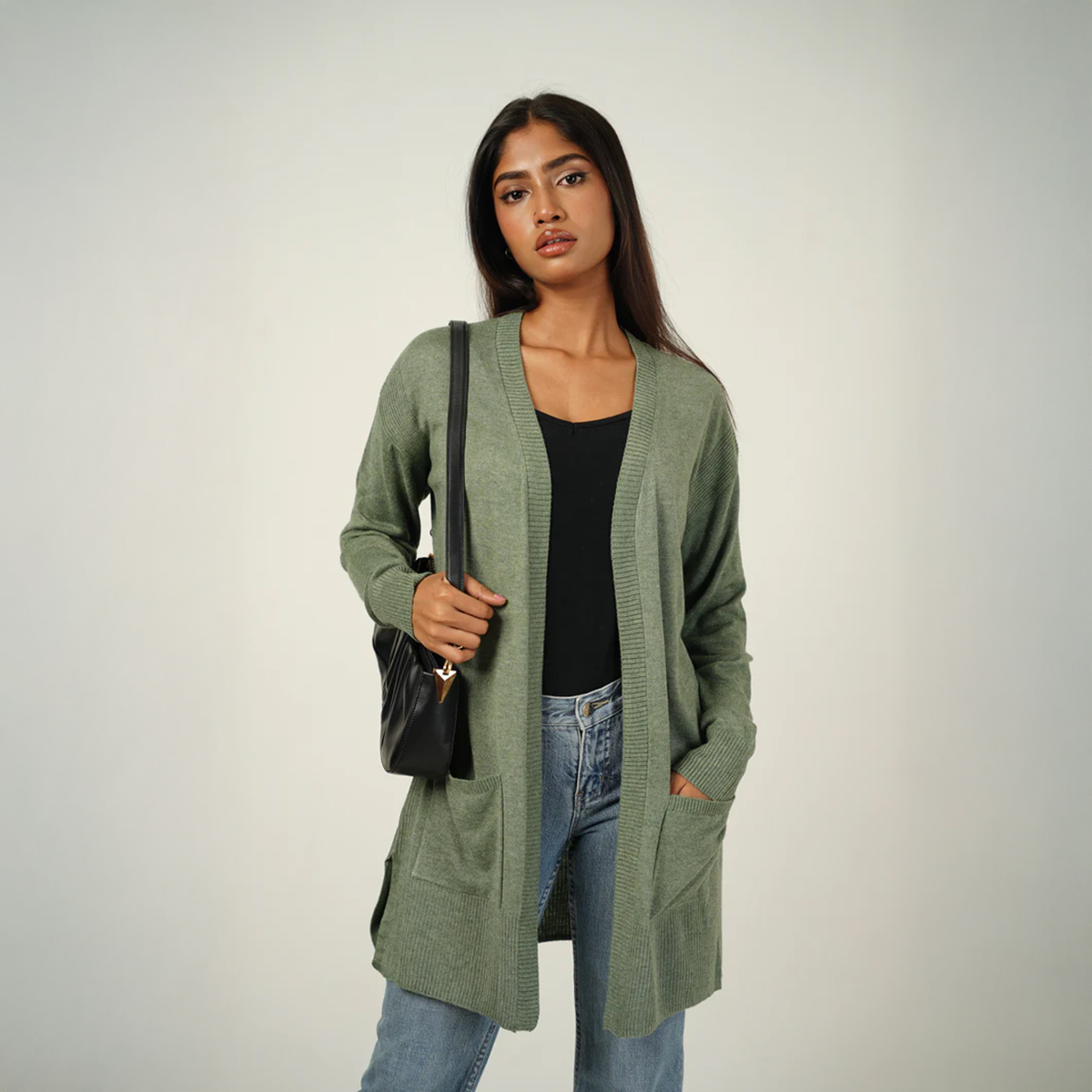 Picture of Bosphorus Seaweed Long Cardigan For Women