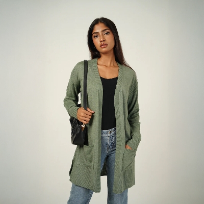 Picture of Bosphorus Seaweed Long Cardigan For Women