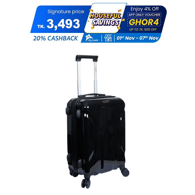 Picture of Travello Luxury Plus 24 Inch Ultra Light Weight Strong Build Quality Water-Resistant Double Caster Wheel Bigger Space Hardtop Luggage-Trolley Black