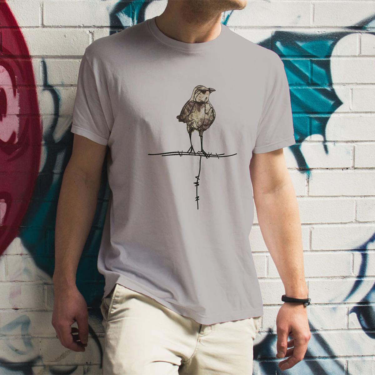Picture of Bird Trendy Half Sleeve T-Shirt For Men-Silver - T-Shirt For Men - T Shirt For Man - T Shirt For Man