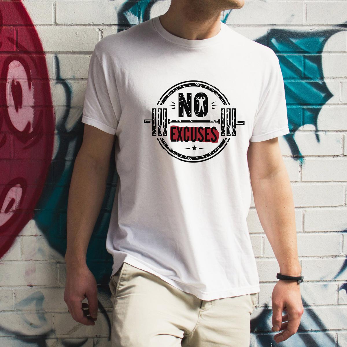 Picture of No Excuse Trendy Half Sleeve T-Shirt For Men-White - T-Shirt For Men