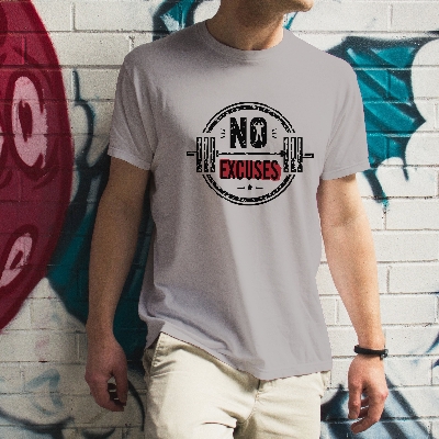 Picture of No Excuse Trendy Half Sleeve T-Shirt For Men-Silver - T Shirt For Man