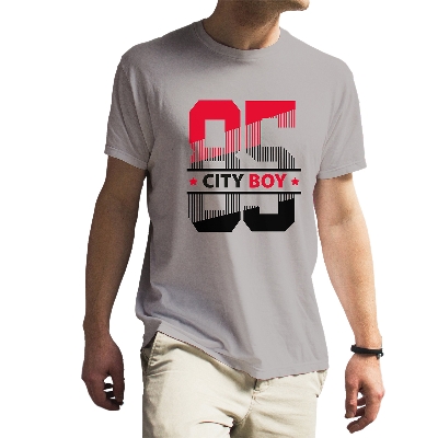 Picture of City Boy Trendy Half Sleeve T-Shirt For Men-Silver  - T Shirt - T Shirt For Man