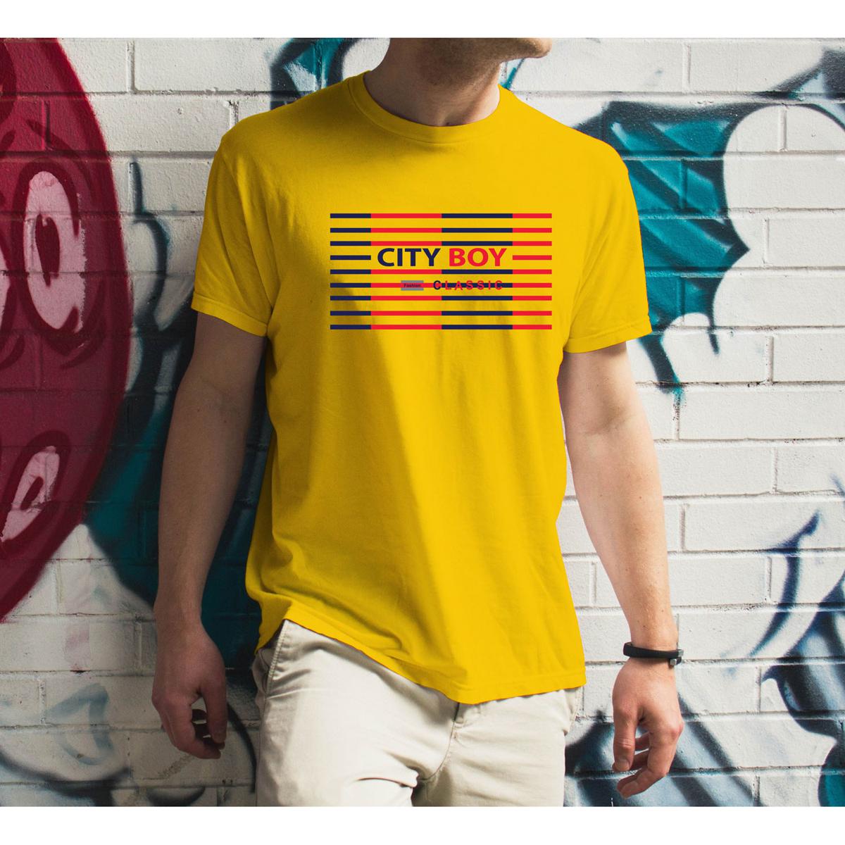 Picture of City Boy Premium Half Sleeve T-Shirt For Men-Yellow - T Shirt For Man - T Shirt For Man