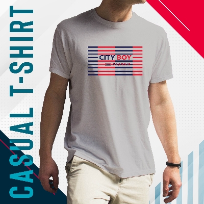 Picture of City Boy Premium Half Sleeve T-Shirt For Men-Silver  - T Shirt - T Shirt For Man