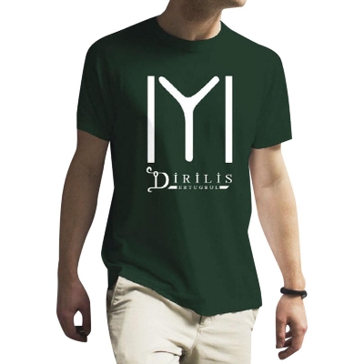 Picture of Ertugrul Cotton T-Shirt For Men-Bottle Green - T Shirt For Man