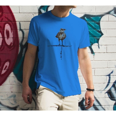 Picture of Bird Trendy Half Sleeve T-Shirt For Men - Sky Blue