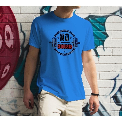 Picture of No Excuse Half Sleeve T-Shirt For Men - Sky Blue - T Shirt For Man - T Shirt For Man