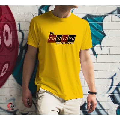 Picture of Be Positive Trendy T-Shirt For Men - Yellow - T Shirt - T Shirt For Man