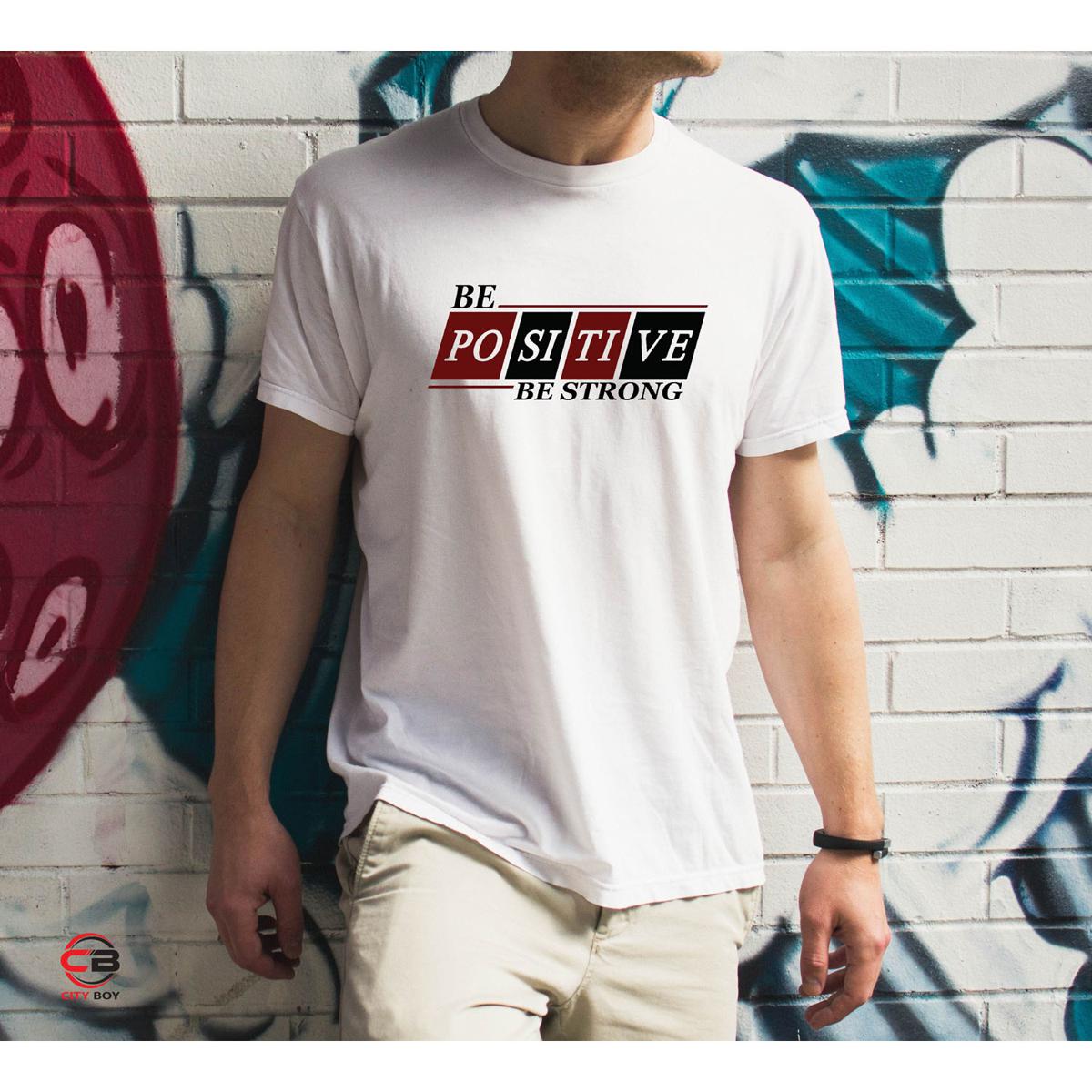 Picture of Be Positive Trendy T-Shirt For Men - White - T Shirt For Man - T Shirt For Man