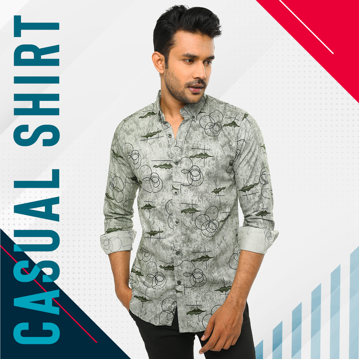 Picture of City Boy Mens Casual Shirt- Olive