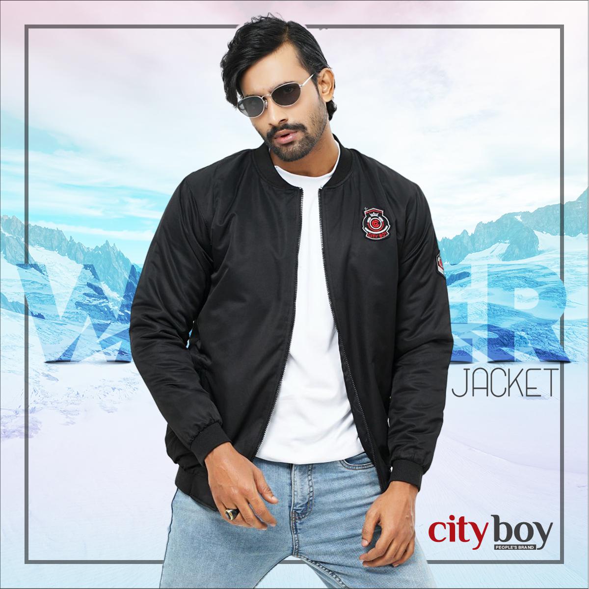 Picture of City Boy Black Premium Winter Jacket For Men - Black