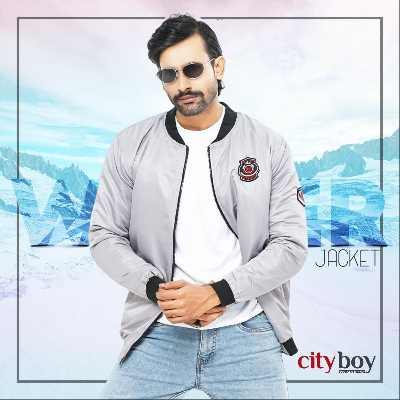 Picture of City Boy Black Premium Winter Jacket For Men - Silver