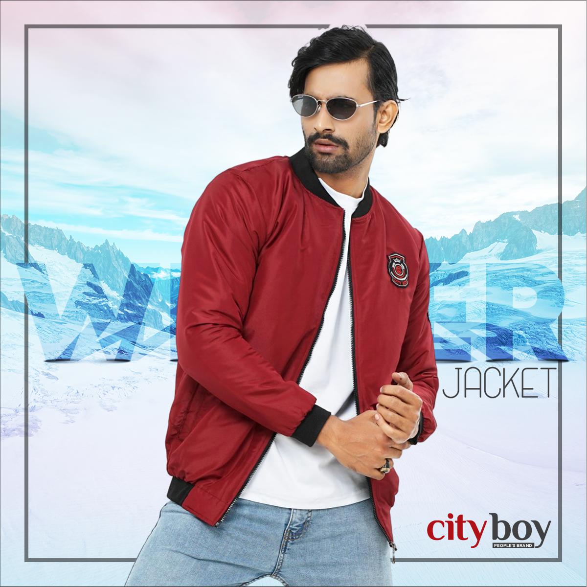 Picture of City Boy Black Premium Winter Jacket For Men - Maroon