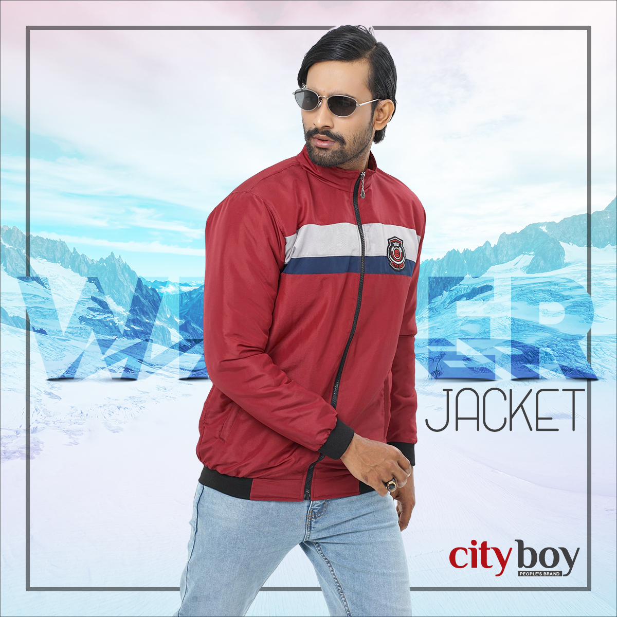 Picture of City Boy Maroon Premium Winter Jacket For Men