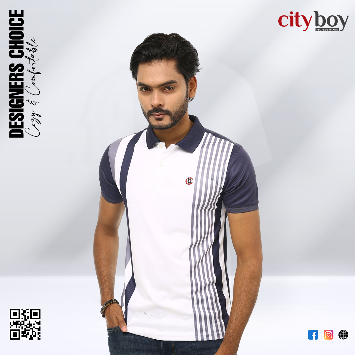 Picture of City Boy Preimum Edition Printed Polo Shirt - Navy