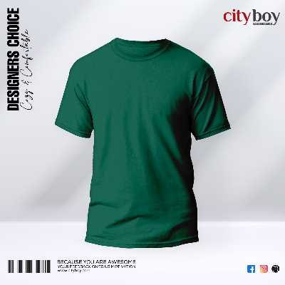 Picture of City Boy Premium Cotton Solid T-Shirt For Men- Deep Green