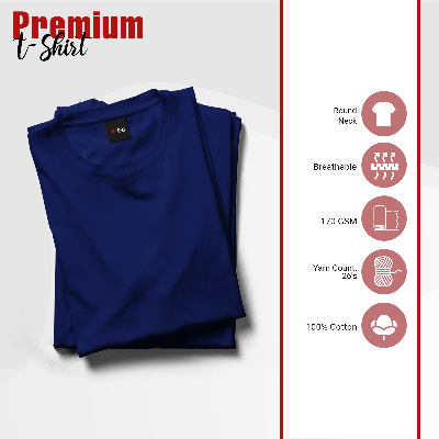 Picture of City Boy Premium Cotton Solid T-Shirt For Men - Navy Blue