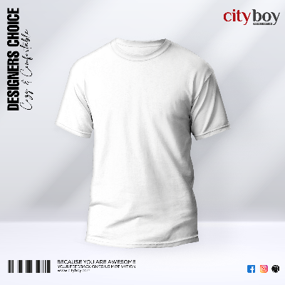 Picture of City Boy Premium Cotton Solid T-Shirt For Men - White
