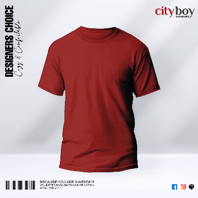 Picture of City Boy Premium Cotton Solid T-Shirt For Men - Maroon