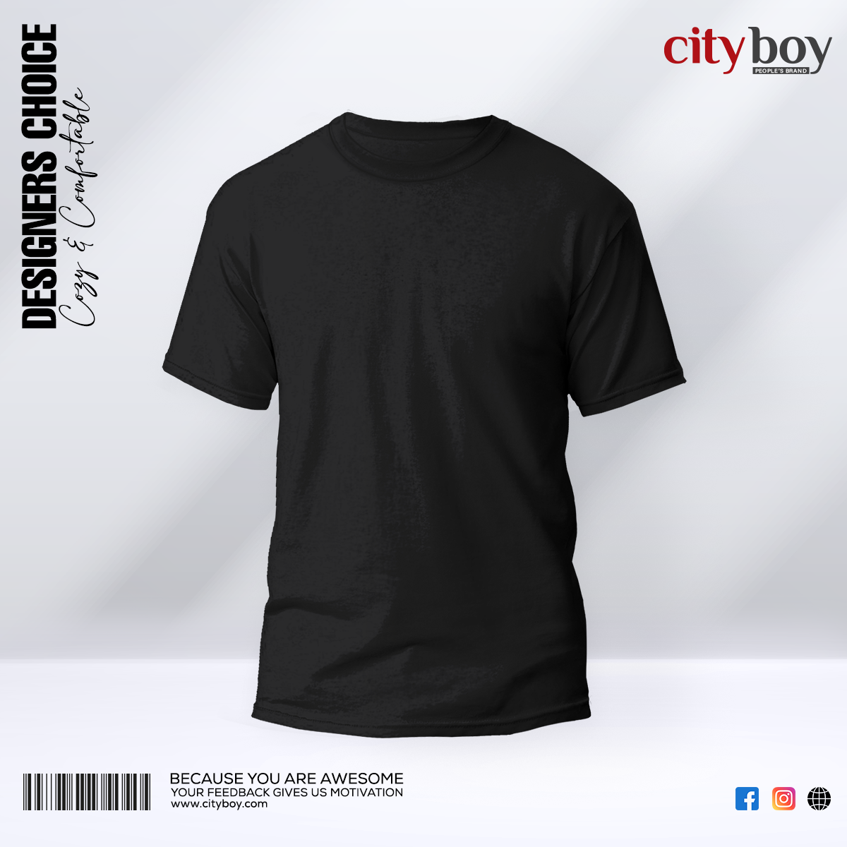 Picture of City Boy Premium Cotton T-Shirt For Men - Black
