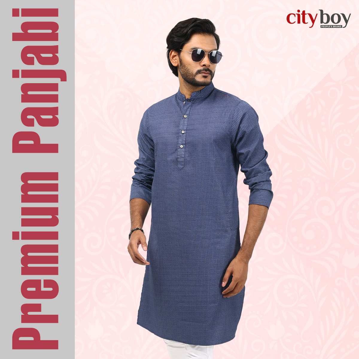 Picture of City Boy Eid Special Stylish Printed Panjabi For Men-Light Navy