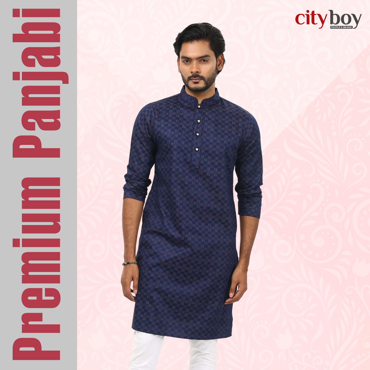 Picture of City Boy Eid Special Stylish Printed Panjabi For Men-Navy