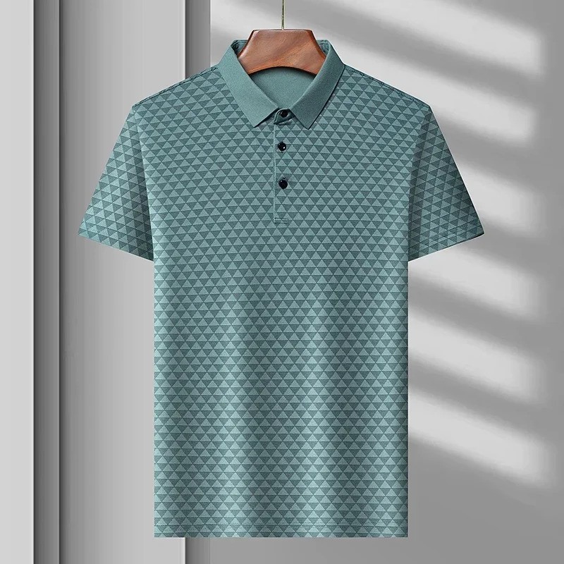 Picture of City Boy Triangle Pattern Premium China Polo Shirt-Light green For Men