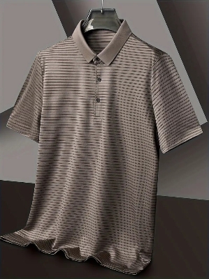 Picture of City Boy Stripe Pattern Short Sleeve New Premium China Polo Shirt-Khaki