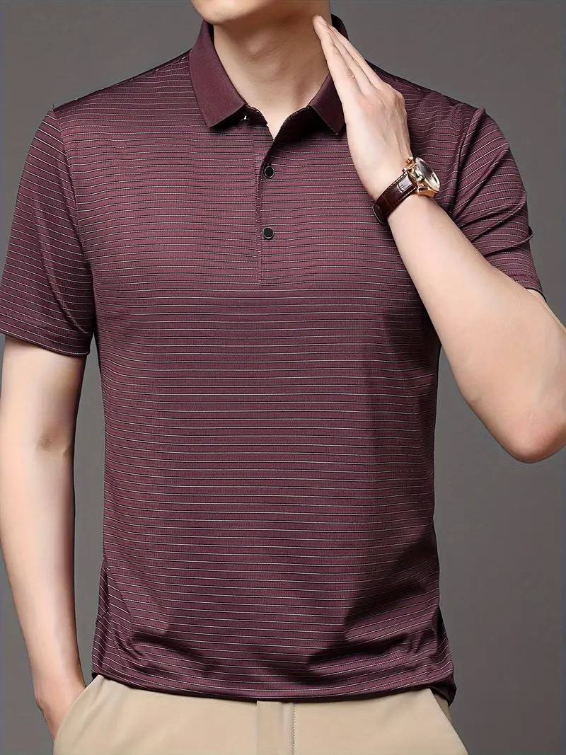 Picture of City Boy Stripe Pattern Short Sleeve New Premium China Polo Shirt-Maroon